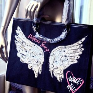 NWT VICTORIA'S SECRET ANGELS + NYC LG BLACK TOTE